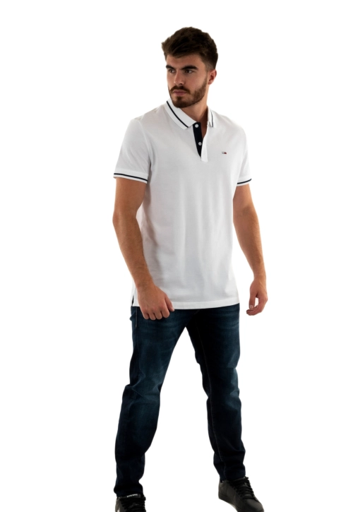 Polos tommy jeans reg tipping ybr white