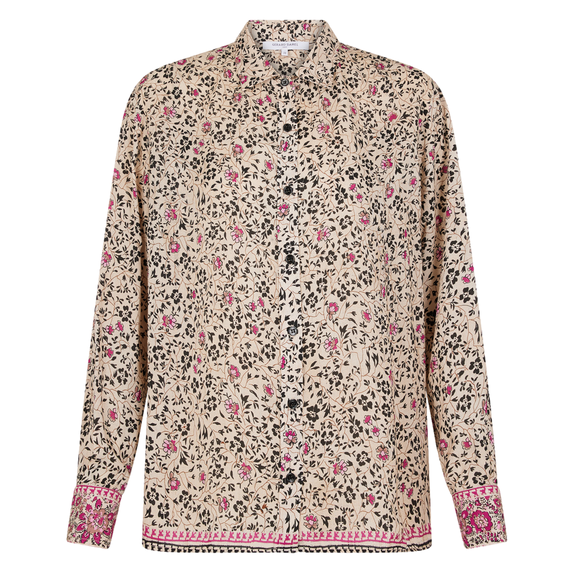 BRIANA - Chemise col classique à imprimé fleuri | Beige