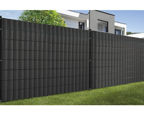 Konsta privacyschermstroken voor dubbeldraads gaas, PP, 5 stroken, 250 x 19,2 cm, antraciet