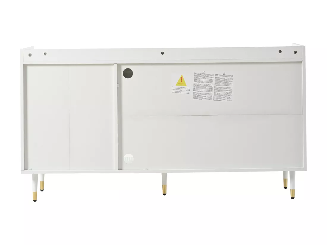 Buffet bas avec LED - 2 portes & 3 tiroirs - Blanc