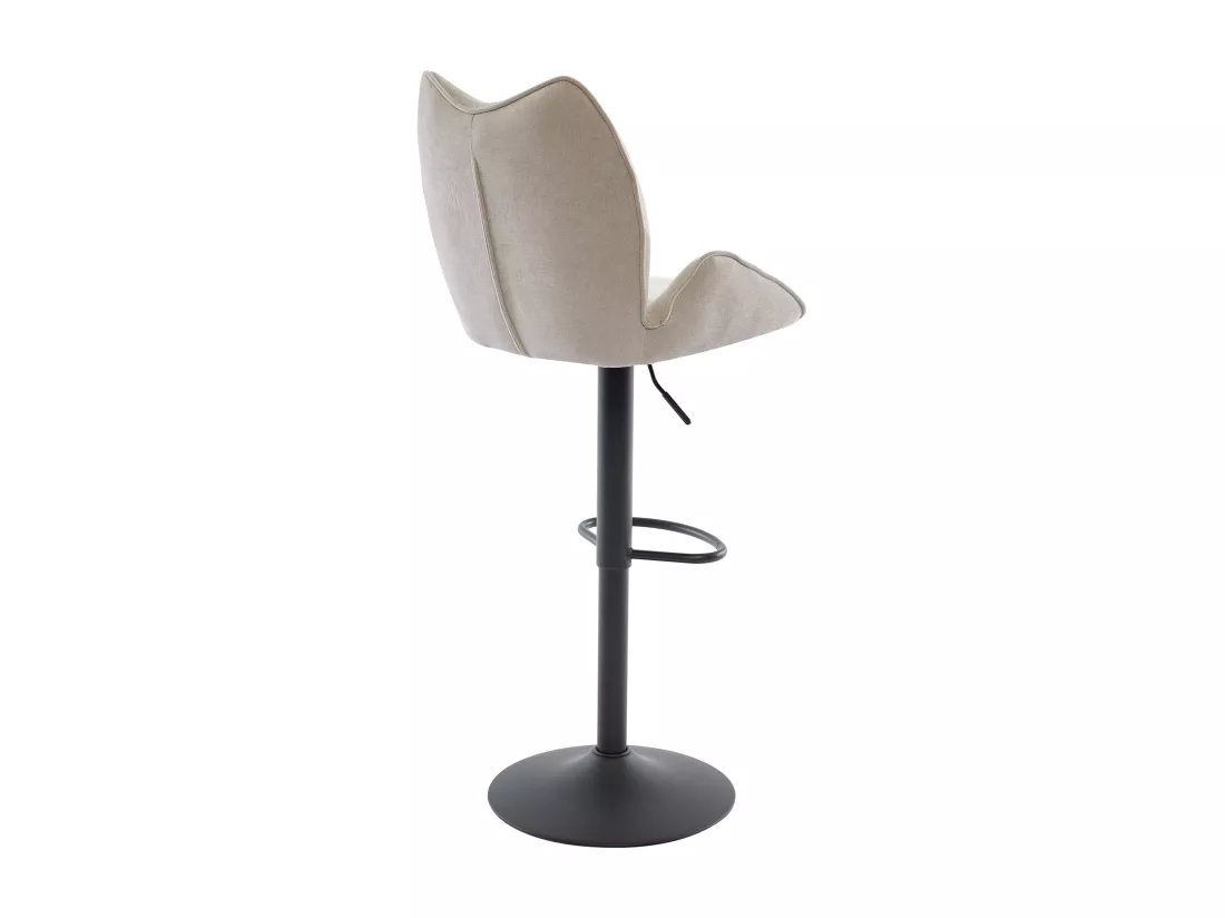 Lot de 2 tabourets de bar en tissu et métal noir - Hauteur réglable - Beige - LILAYA