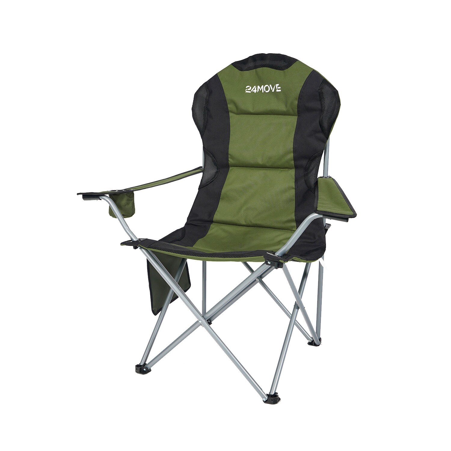 24MOVE® Campingstuhl Salvador faltbar Camping Klappstuhl gepolstert inkl. Tragetasche, bis 150kg belastbar, grün