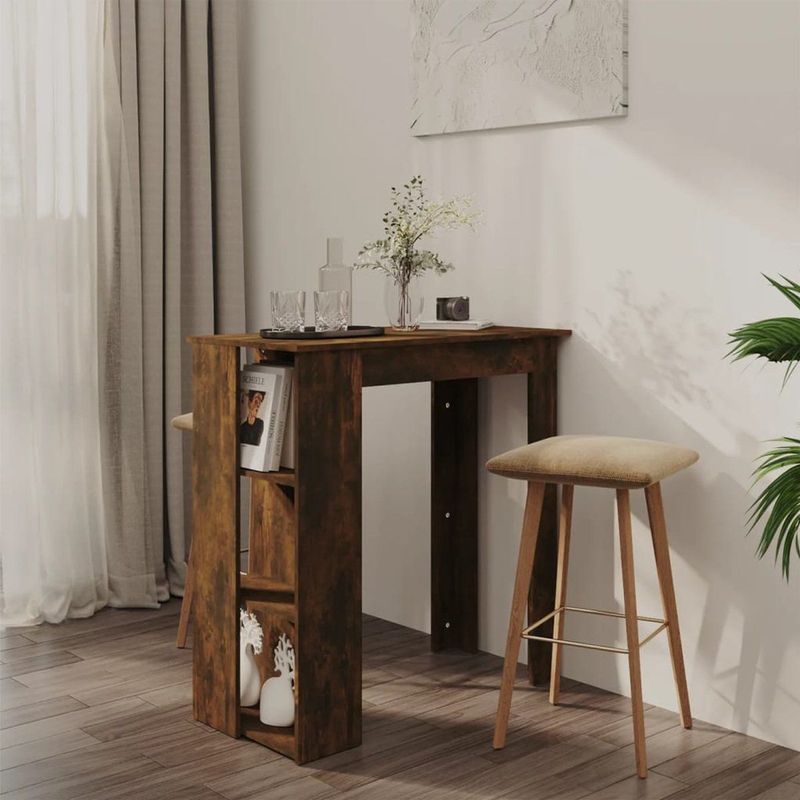 Bartafel - Gerookt Eiken - Bewerkt Hout - 3 Opbergvakken