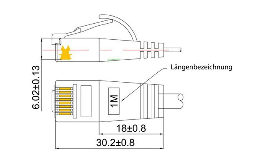 Slimpatchkabel RJ-45 - RJ-45, Cat 6, UTP, 20 m, SchwarzUnscreened/Unshielded Twisted-Pair-Kabel (UTP) mit Klinkenschutz