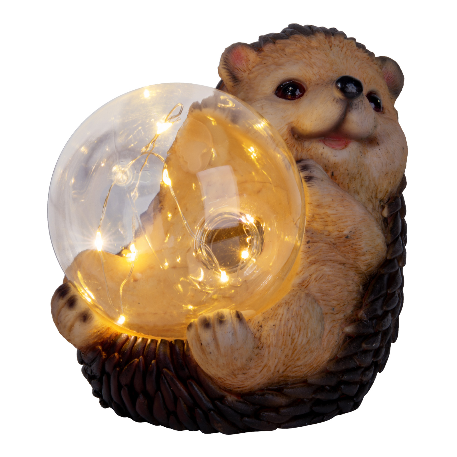 LED-Solarleuchte IGEL - braun-beige