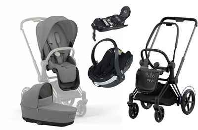 Cybex e-Priam Duovogn inkl. BeSafe iZi Go Modular X2 & Base, Mirage Grey/Matt Black