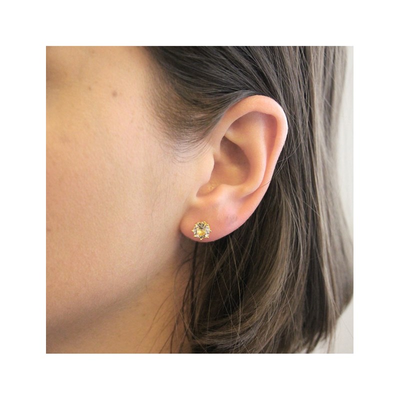 Boucles d'oreilles Lily - Doré et Cristal
