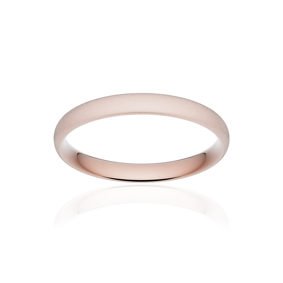 Alliance or 750 rose sablé demi-jonc confort 3mm