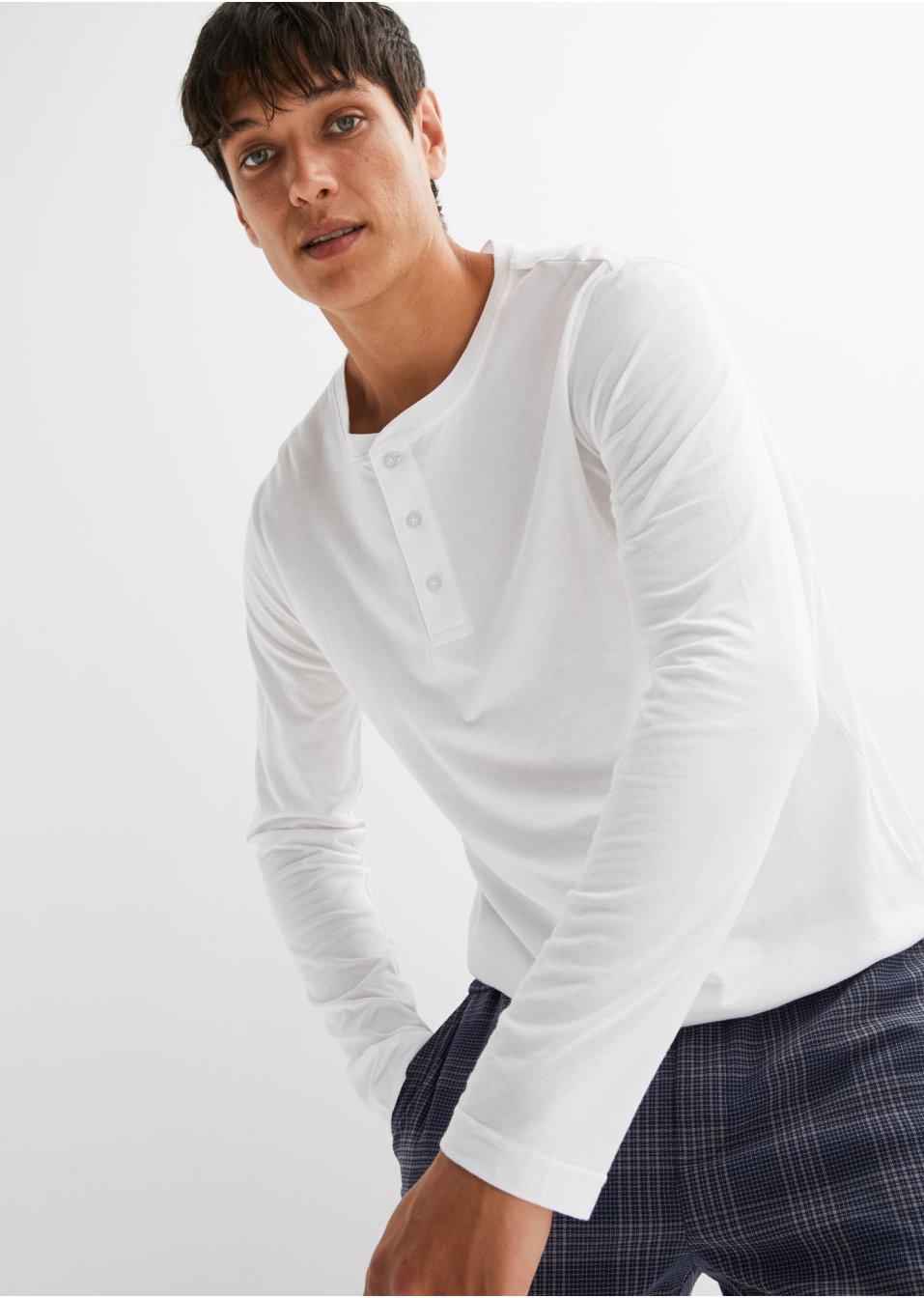 Lot de 2 T-shirts col Henley manches longues