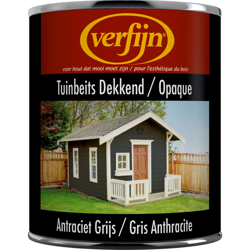 Verfijn Tuin- & Steigerhoutbeits Dekkend 750ml antraciet grijs