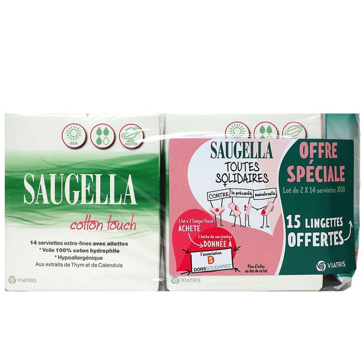 Cotton Touch 2x14 protections extra-fines avec ailettes + 15 lingettes offertes
