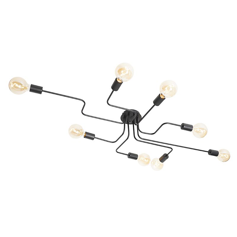 Design plafondlamp zwart 8-lichts - Facile