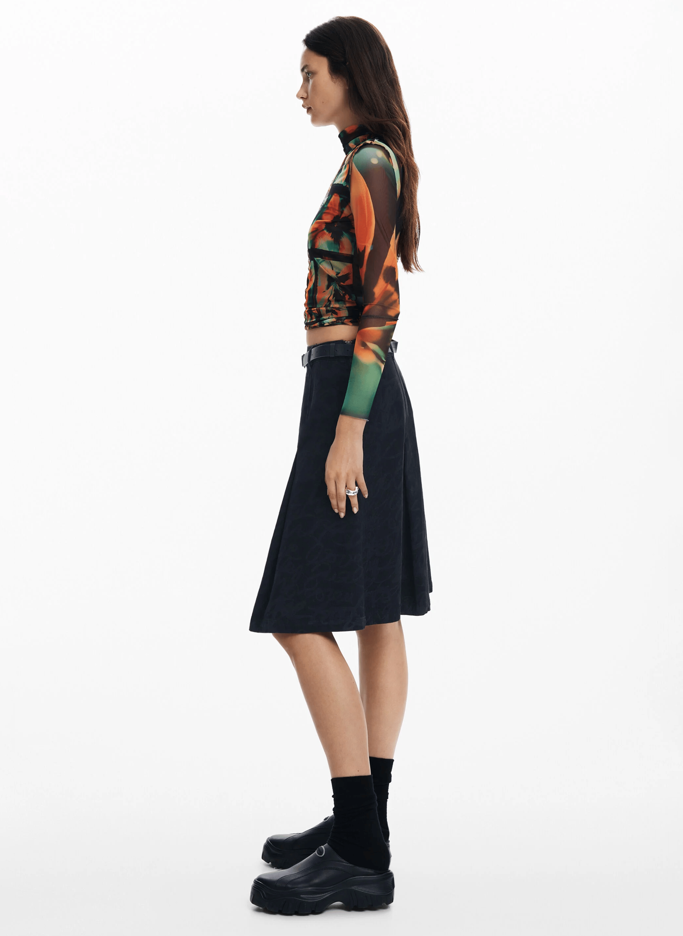 Tee-shirt en tulle imprimé | Orange