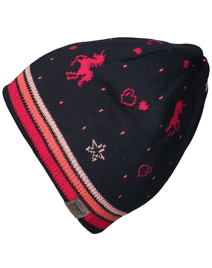 Feinstrick-Mütze MAGIC in navy/pink