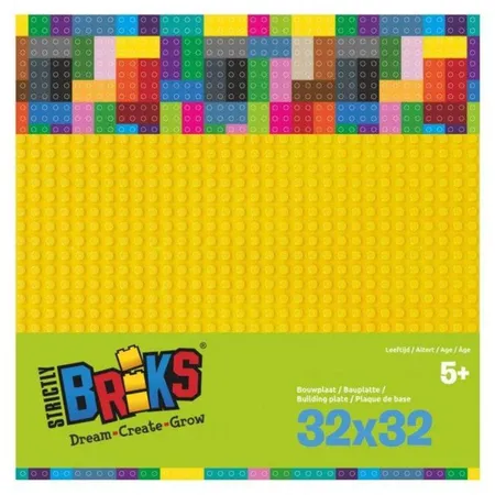 Strictly Briks Grundplatte, ca. 25 x 25 cm, 32 x 32 Noppen, gelb
