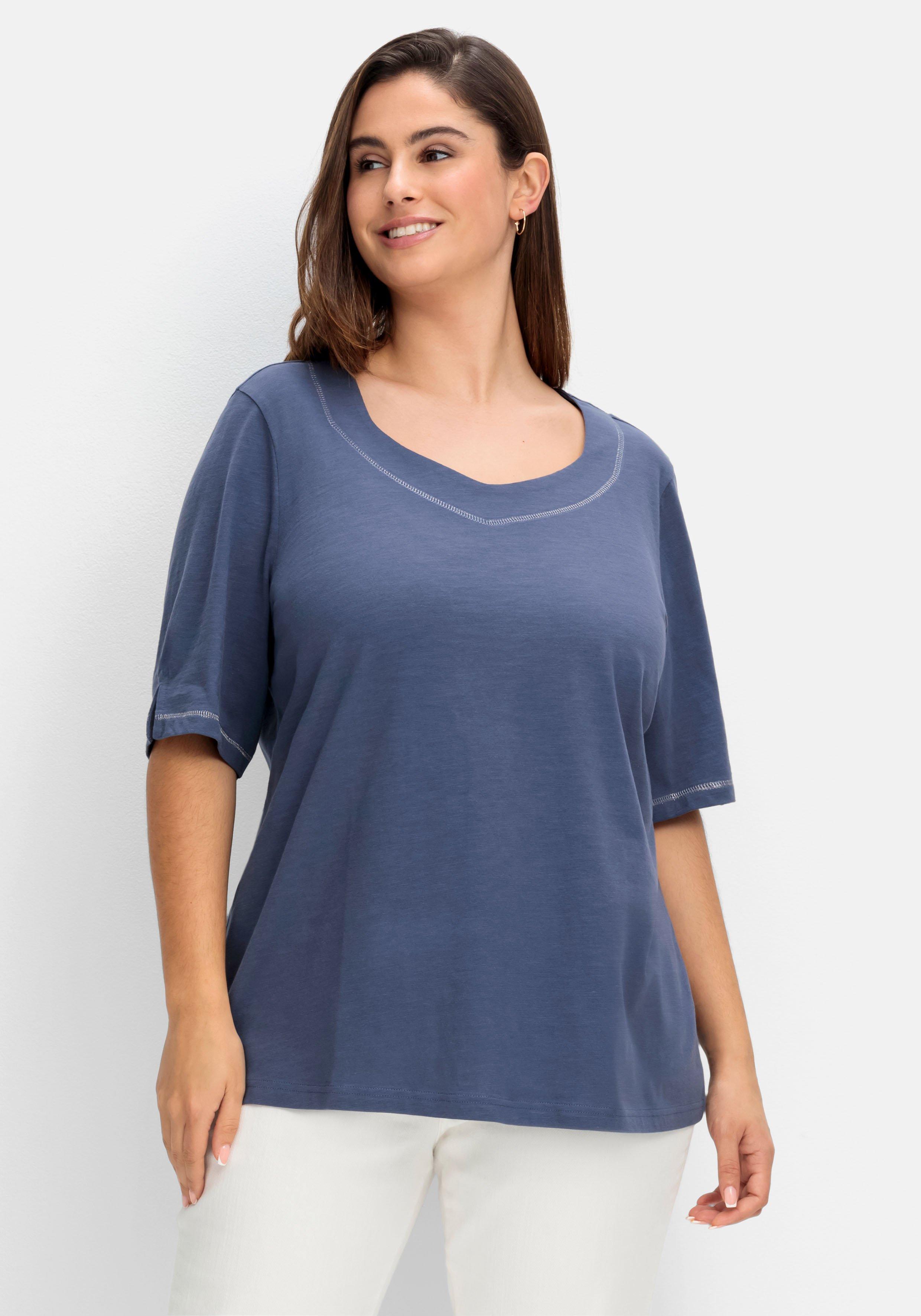 Shirt mit Effekt-Ziernähten, aus Flammgarn