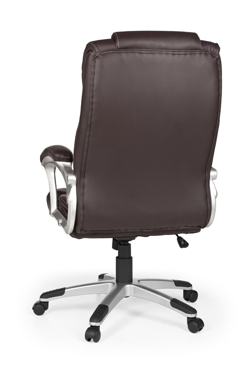KADIMA DESIGN Großer Bürostuhl: Extra hohe Rückenlehne, Wippmechanik, Lendenwirbelstütze, Kunstleder, Braun.