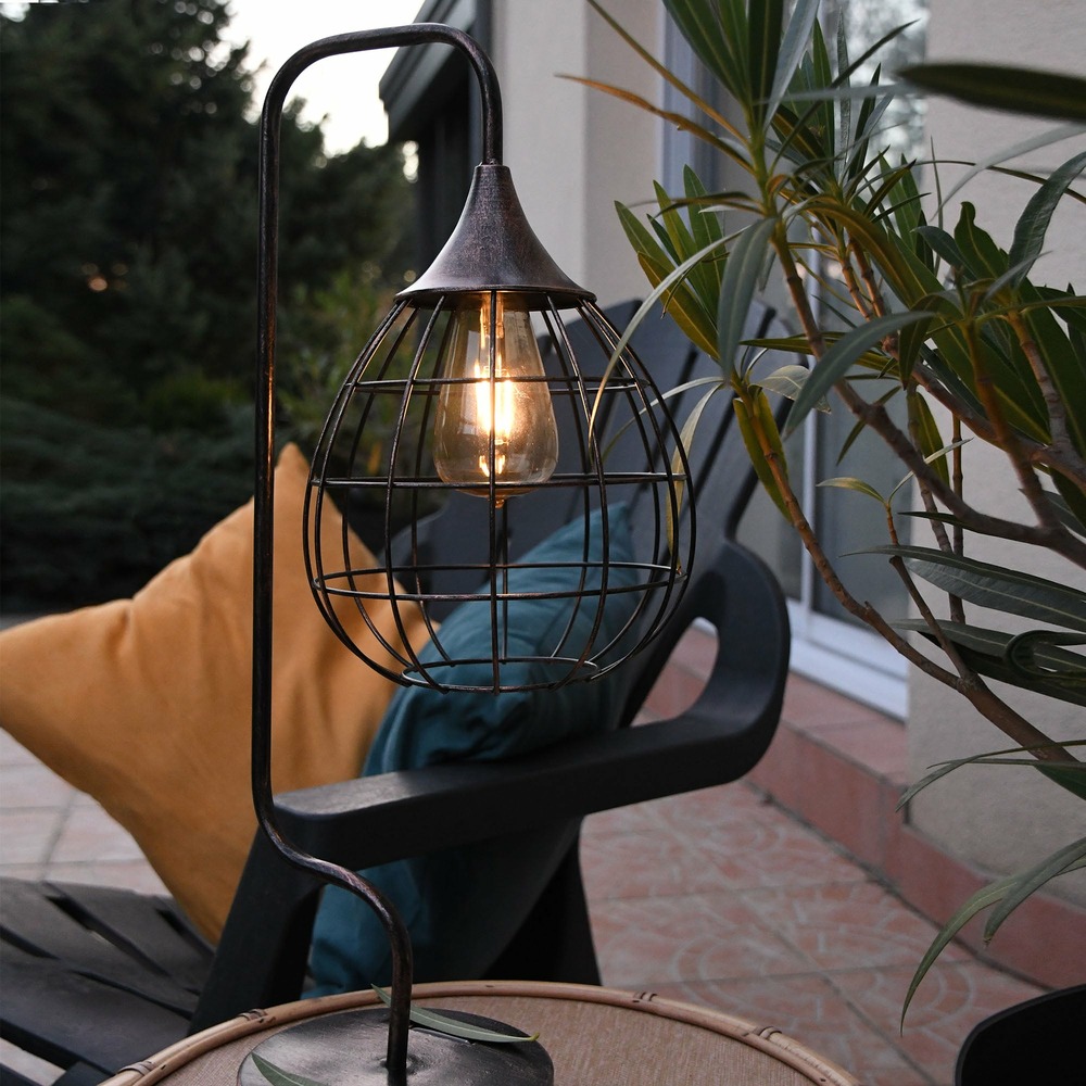Lanterne solaire mira - blanc chaud - ampoule filament - fixe - extérieur - chromex
