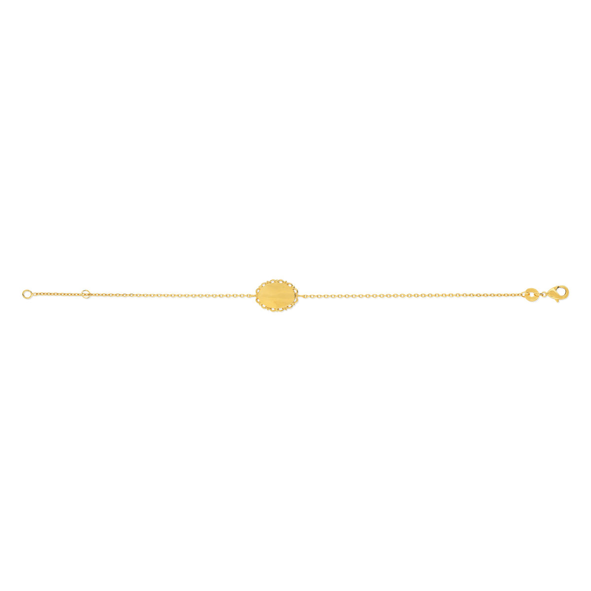 Bracelet plaqué or médaille ovale personnalisable 18 cm