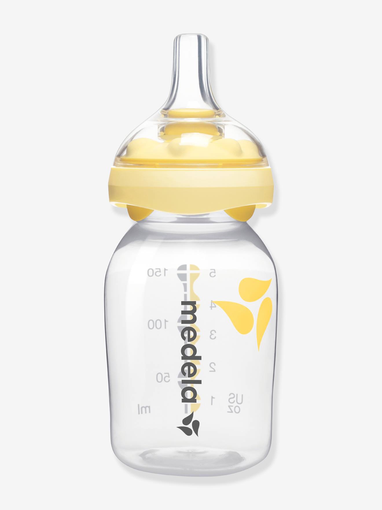 Mamadeira Medela de 150ml com bico de alimentação Calma® incolor.