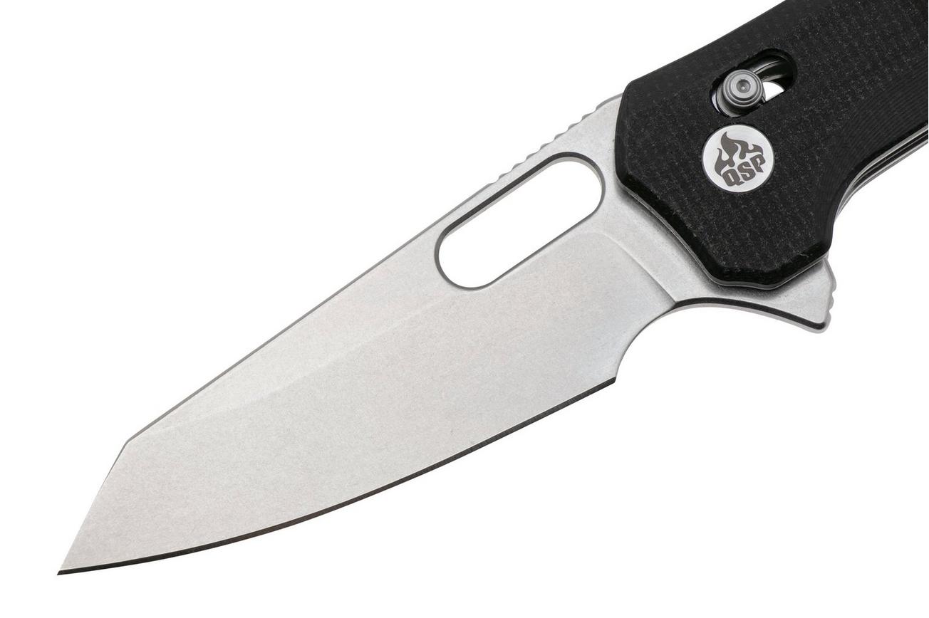 QSP Knife Emu 164-A1, Stonewashed 14C28N, Black Micarta, zakmes
