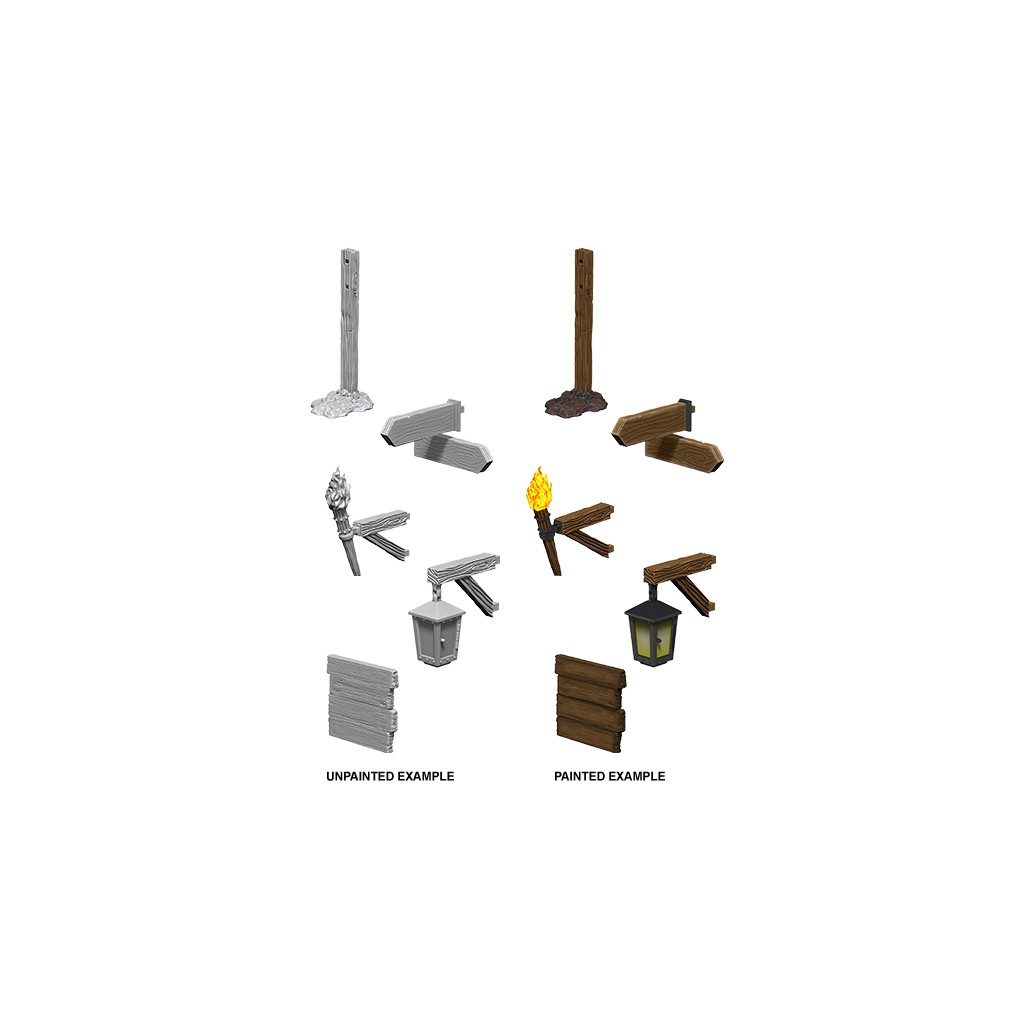 Wizkids Deep Cuts Unpainted Miniatures: Signs & lights