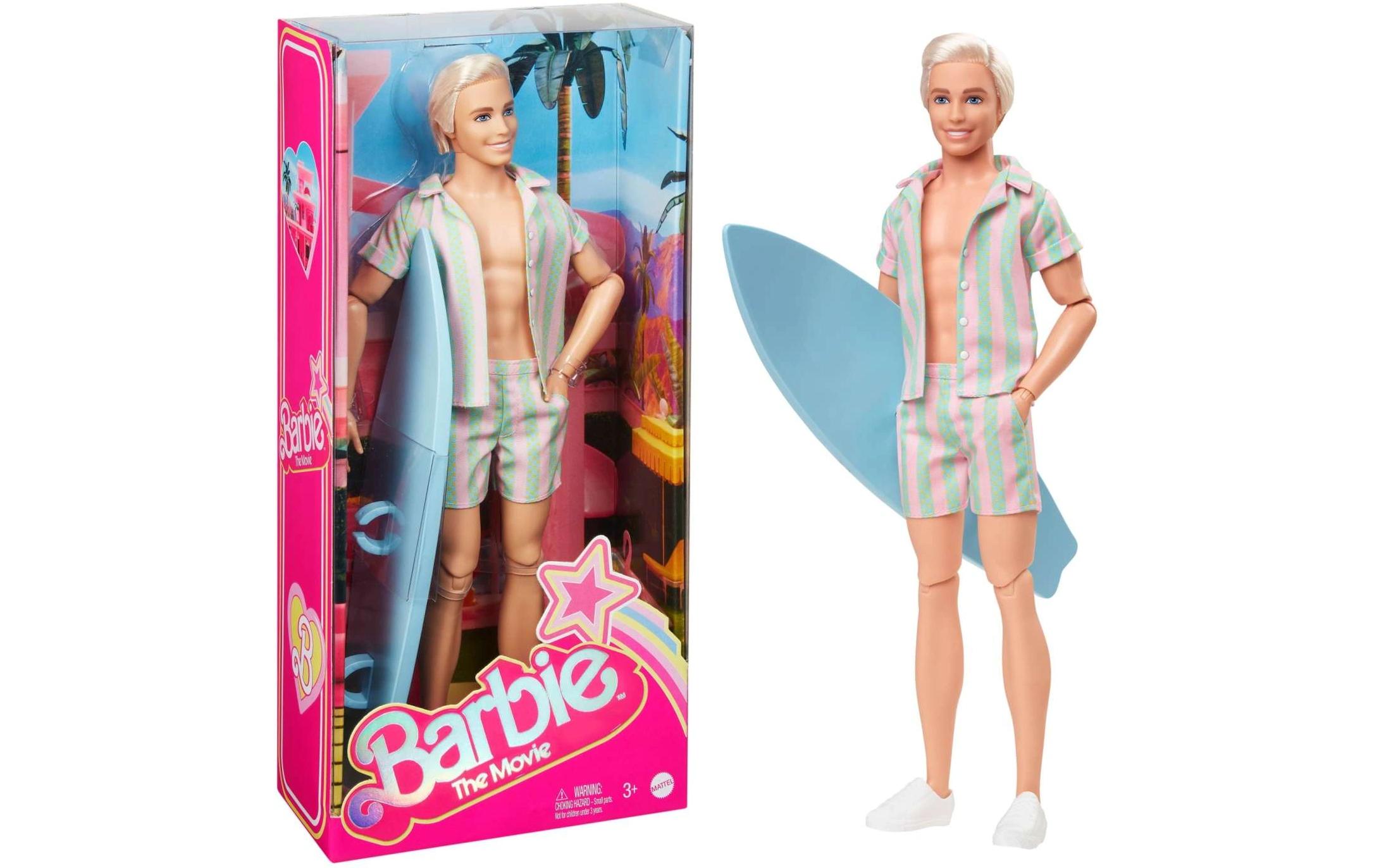 Puppe The Movie Signature Ken mit SurfbrettKen-Sammelpuppe zum Barbie-Spielfilm im Surf-Outfit