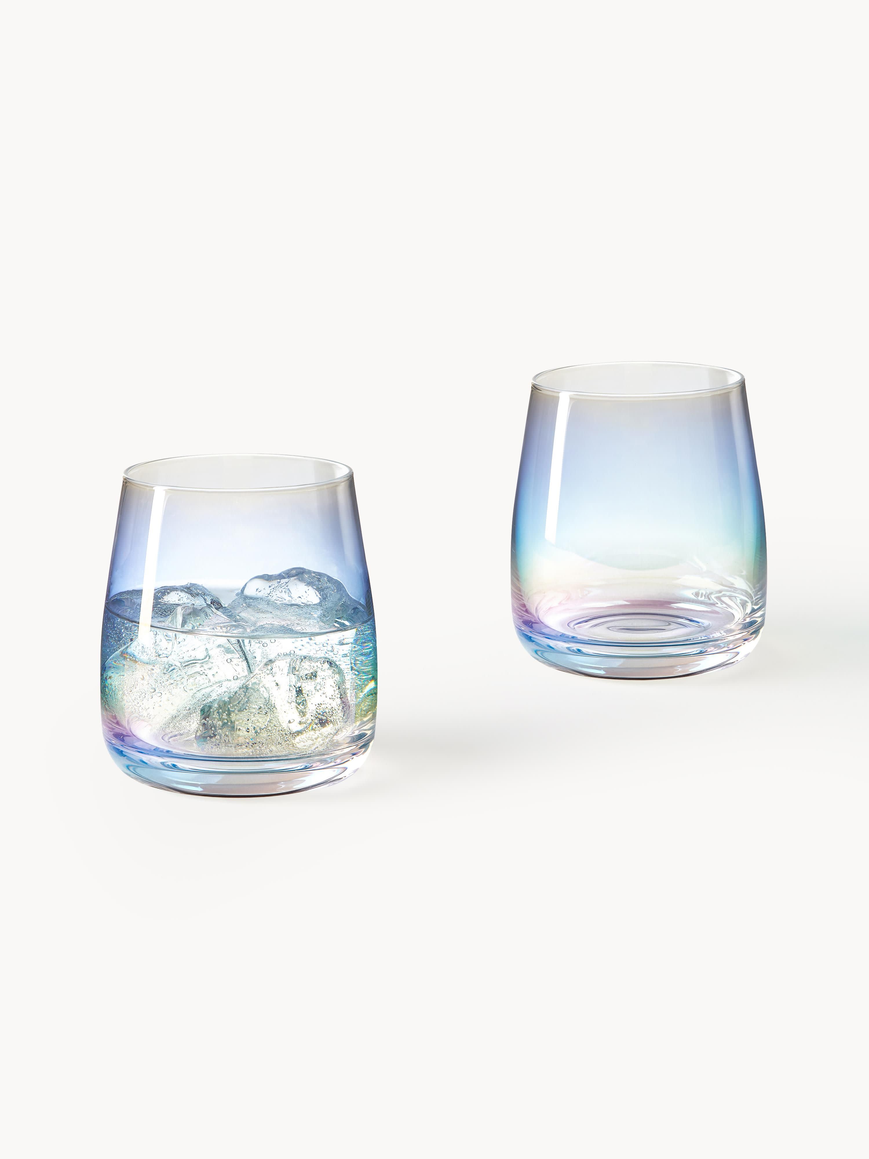 Mondgeblazen drinkglazen Ellery, Iriserend, 4-delig