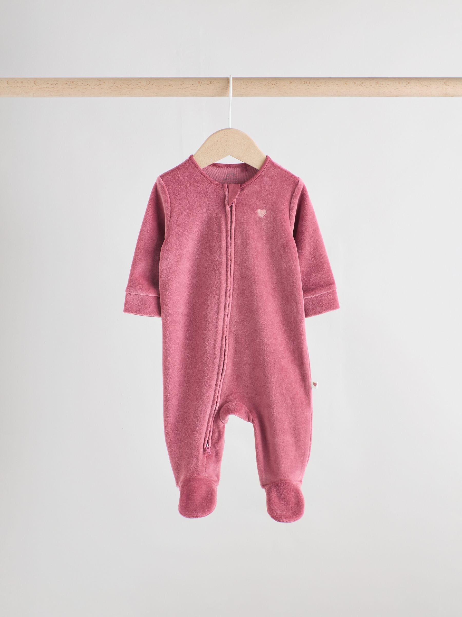 Roze - Velour Baby Sleepsuits 2 Pack (0mths-2yrs)