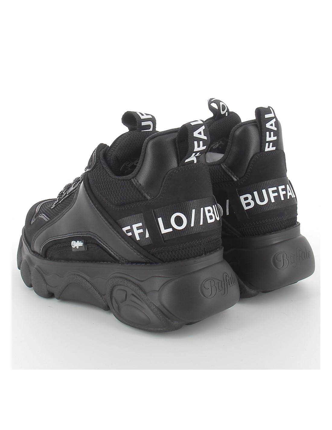 buffalo baskets compensées femme chai black imi suede/ mesh vegan