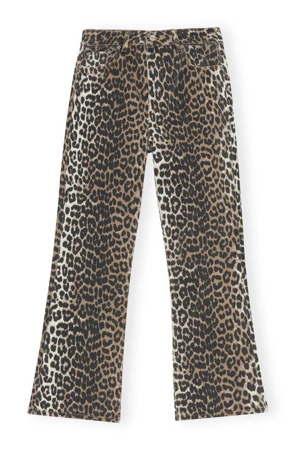 Ganni Print Denim Betzy Cropped Leopard