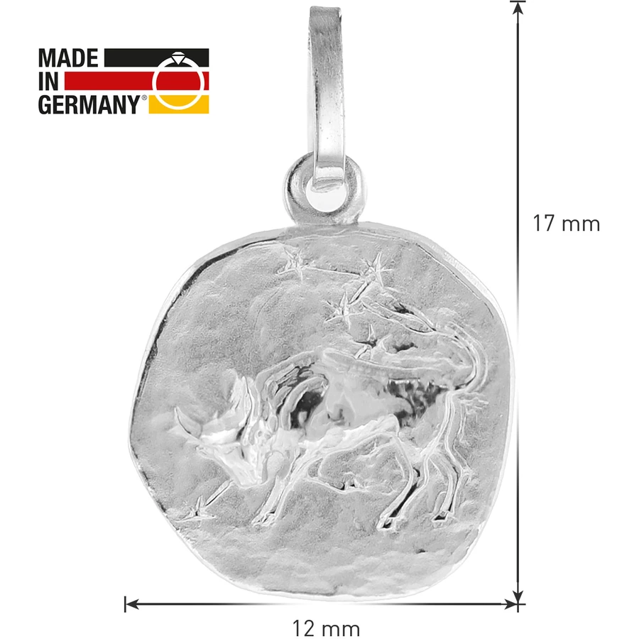 trendor Sternzeichen für Kinder Stier Weißgold 333 Anhänger + Kette silver