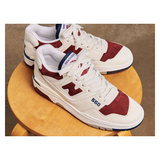 New Balance 550 Sneakers, Sea Salt/Mercury Red, 45.5