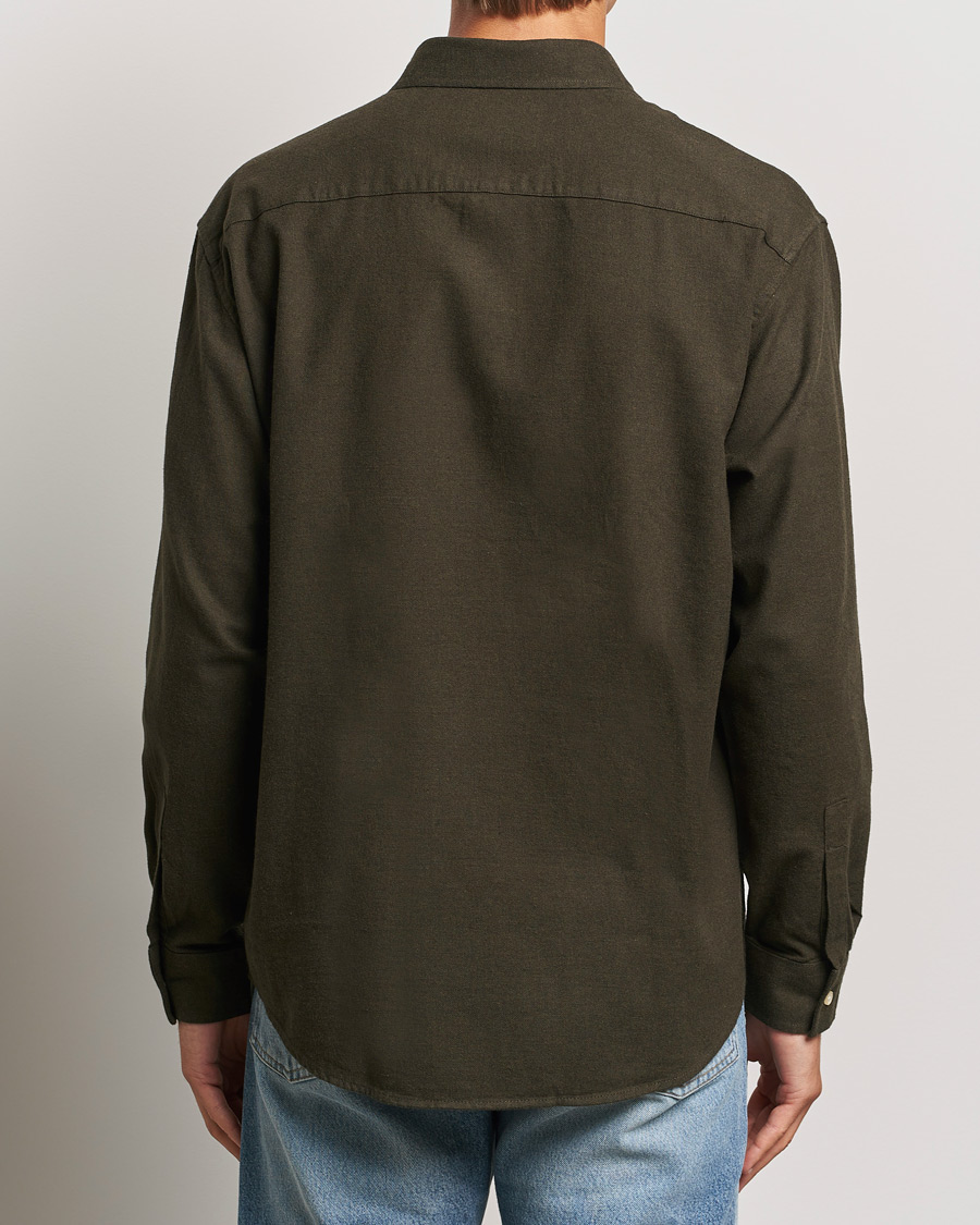 NN07 Deon Flannel Checked Shirt Dark Army