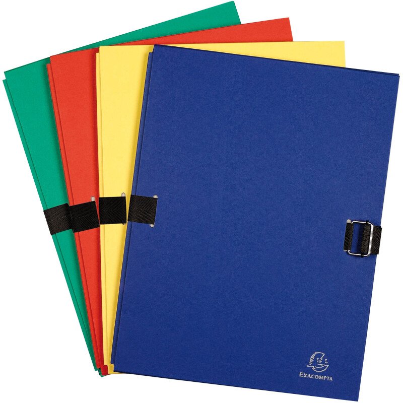 Chemise extensible à rabat Exacompta à boucle dos 12 cm couleurs assorties