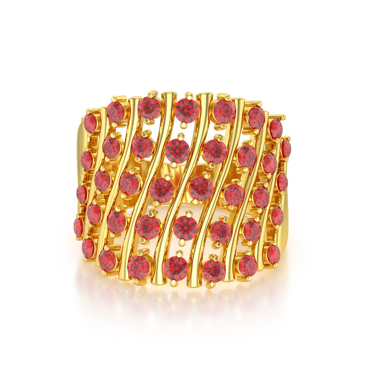 Bague ADEN Or 585 Jaune Rubis 6.92grs