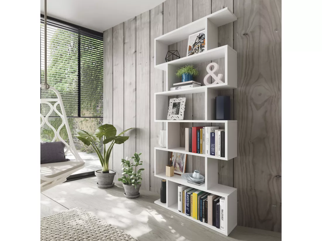 Étagère Bibliothèque Bolonia Couleur Blanche 12 emplacements, pour Salle à Manger ou Bureau
