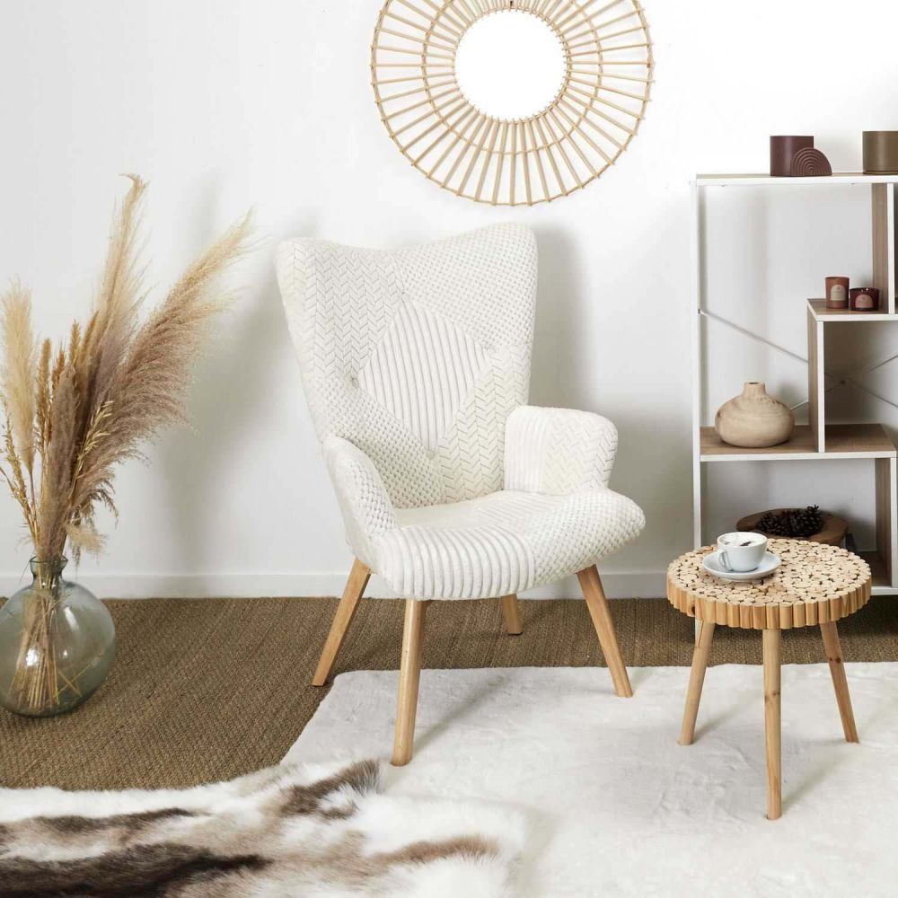 Fauteuil patchwork blanc helsinki