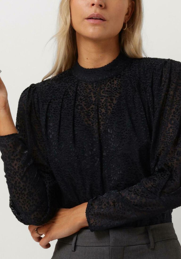 SCOTCH & SODA blauwe scotch & soda blouse mock neck top with open back detail