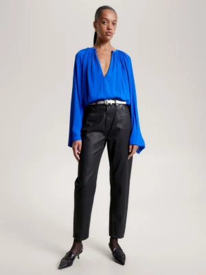 Blusa de crepe oversized com franzidos