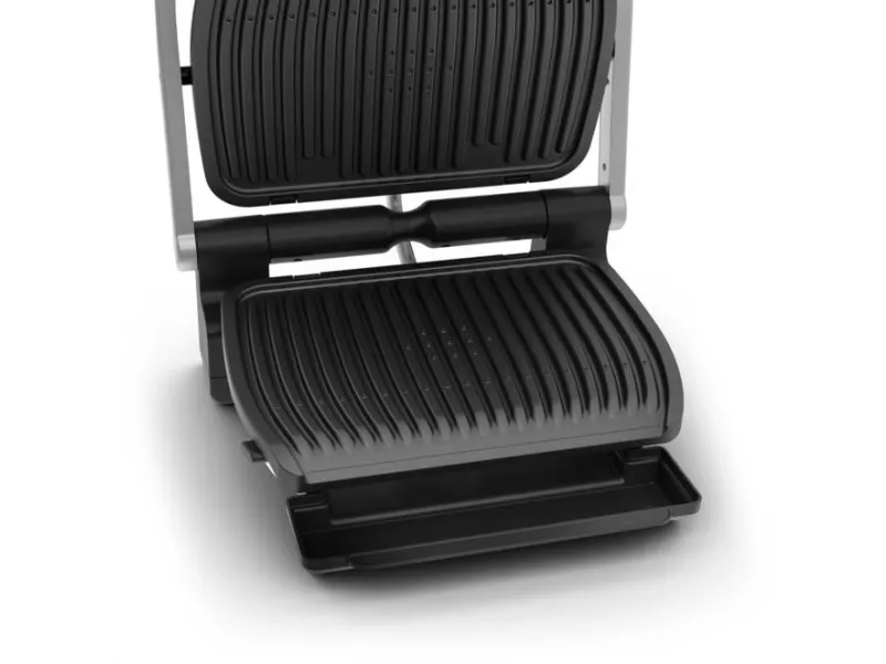 Tefal GC707D, Sort, Rustfrit stål, Rektangulær, Grid, 600 cm², Tryktstøbt aluminium, 2000 W