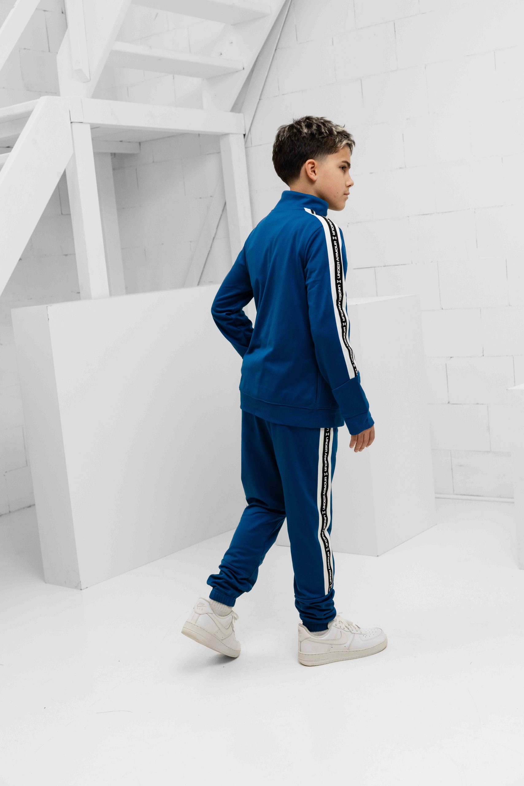 Under Armour Icon Knit Trainingspak Kids Donkerblauw
