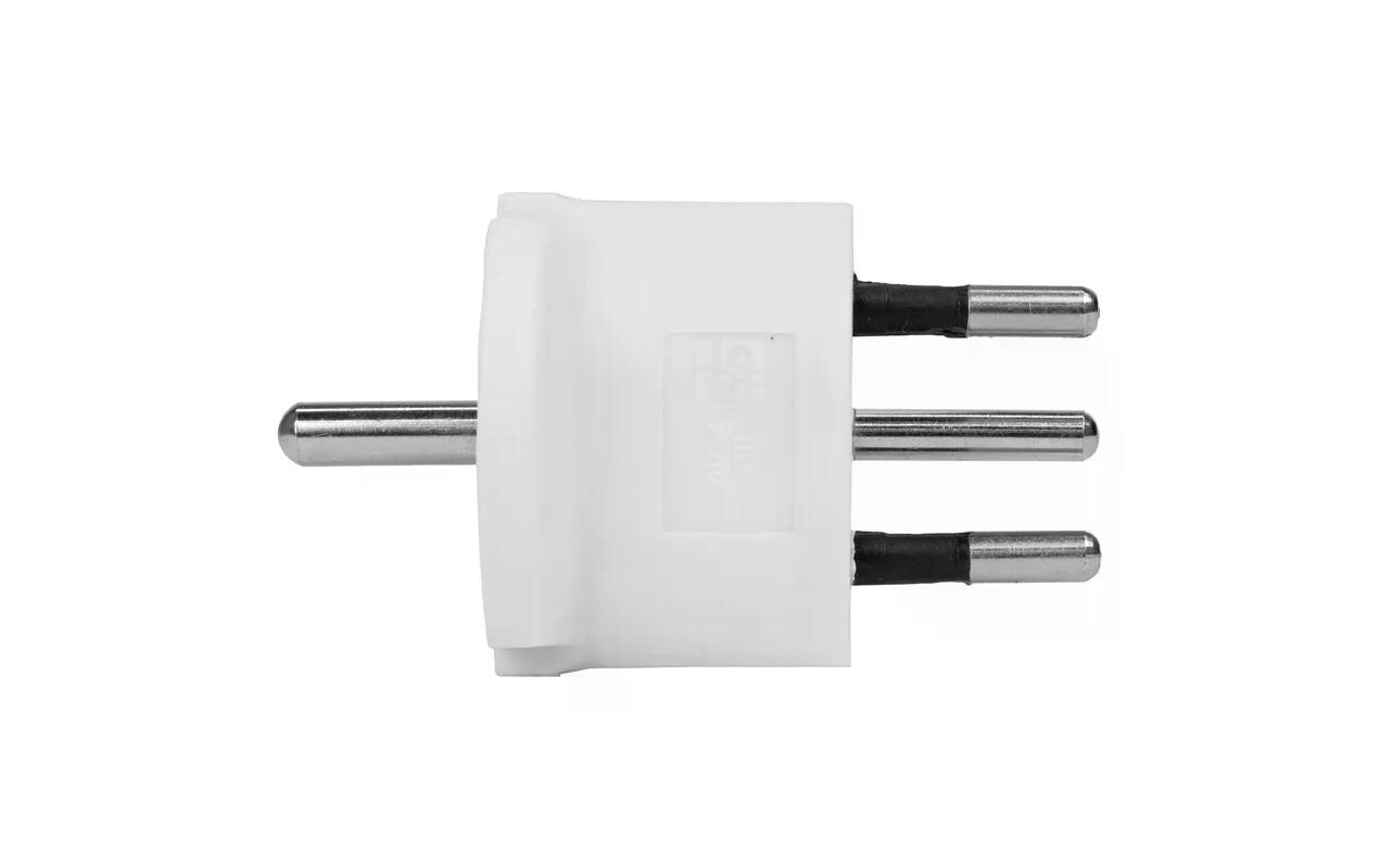 Fixadapter Deutschland CEE7/7 auf Schweiz T12 3-polig, WeissSchuko zu T12 Fixadapter