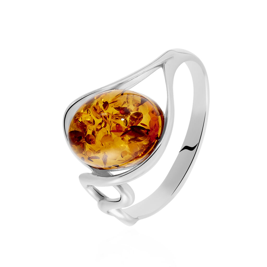 Bague Titziana Argent Blanc Ambre