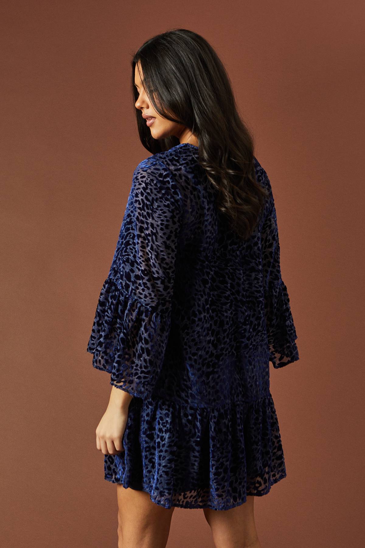 Oasis Robe Mini en Velours Imprimé Animalier