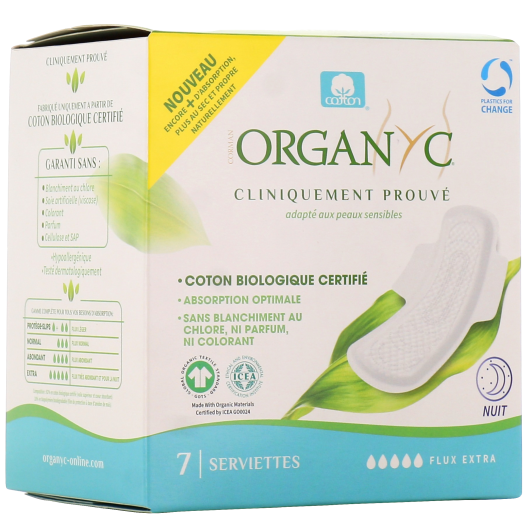 Serviettes hygiéniques en coton extra-fines Organyc