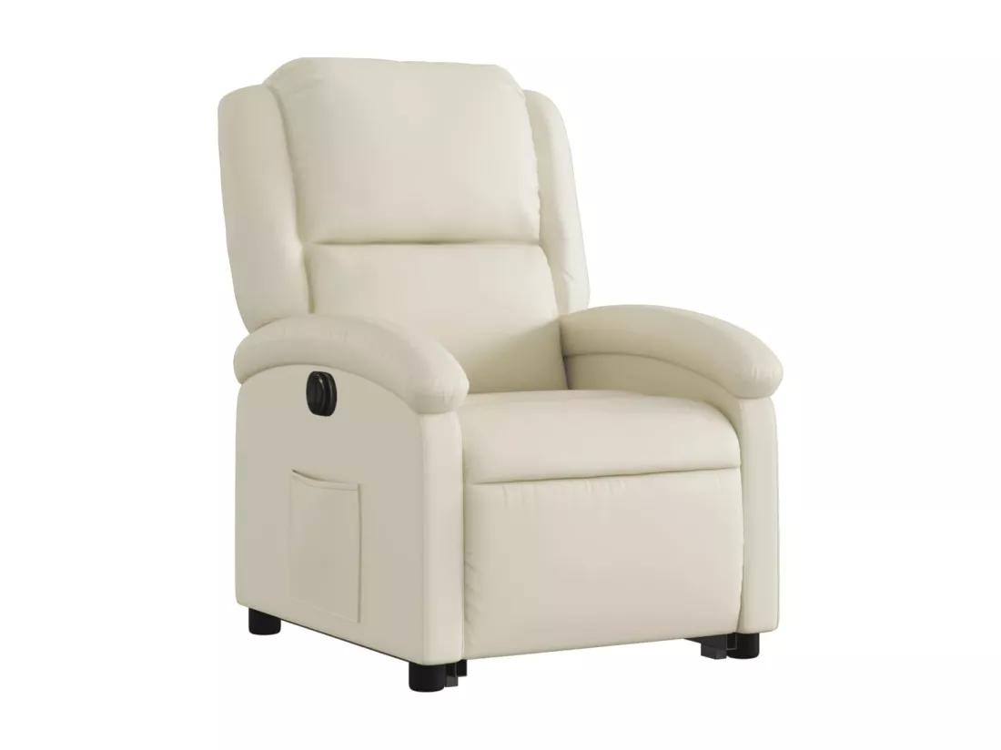 Fauteuil inclinable électrique crème similicuir