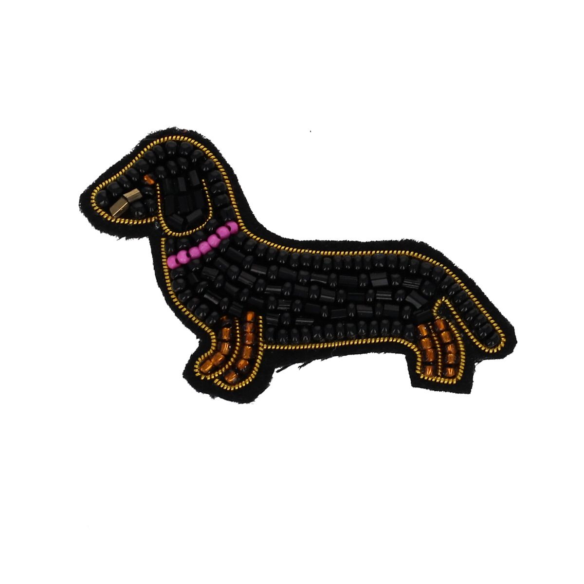 Broche en perles chien teckel Pondie Chérie