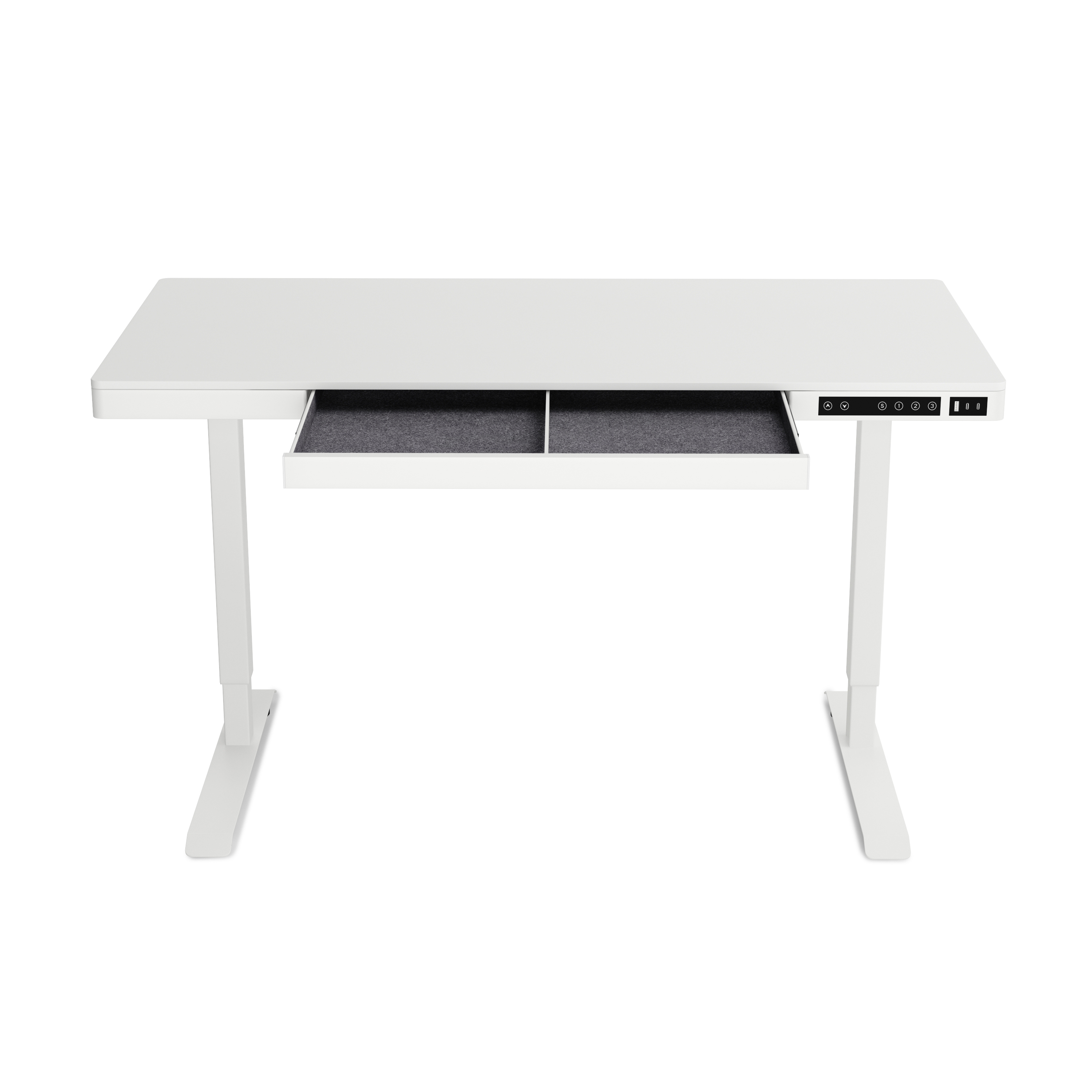Stehpult elektrisch mit Schublade weiss 120 x 60 cm