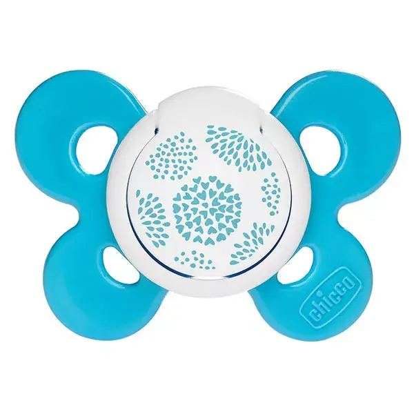 Chicco Sucette Physio Forma Comfort Silicone +6m Bleu Pois + Boîte de Stérilisation